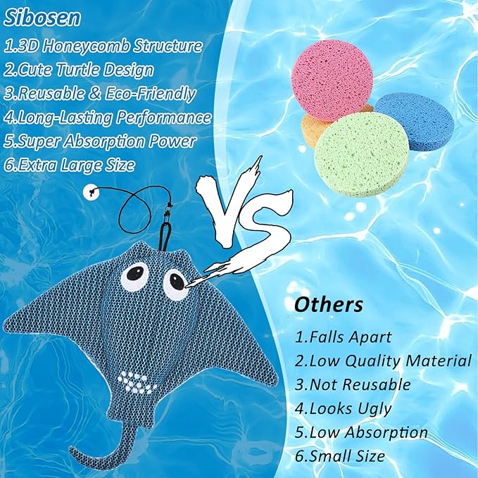 2 Pack Hot Tub Scum Absorber, 2025 Upgrade Reusable Scum Devilfish Hot Tub Absorber Accessories Hot Tub Sponge for Spa & Pool Cleaner, Hot Tub Oil Absorbing Keeps Water Clean
