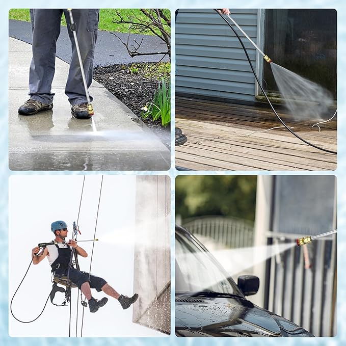 POHIR 3600PSI Pressure Washer Gun and Hose 50ft, Power Washer Hose Gun 15 in Extension Wand Accessories Replacement Parts Kit with Nozzle Tips and 3/8'' QC Set Suitable for Home and Outdoor Cleaning