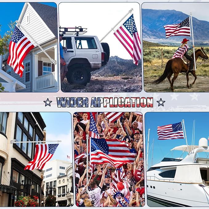 REERON Flag Pole for House, 6 FT Stainless Steel Spinning Flag Pole Kit, 1" Rustproof Porch Flagpole with 360° Tangle Free Metal Flagpole Rings & 2-Position Bracket for Outdoor Sport for 3x5 Flags