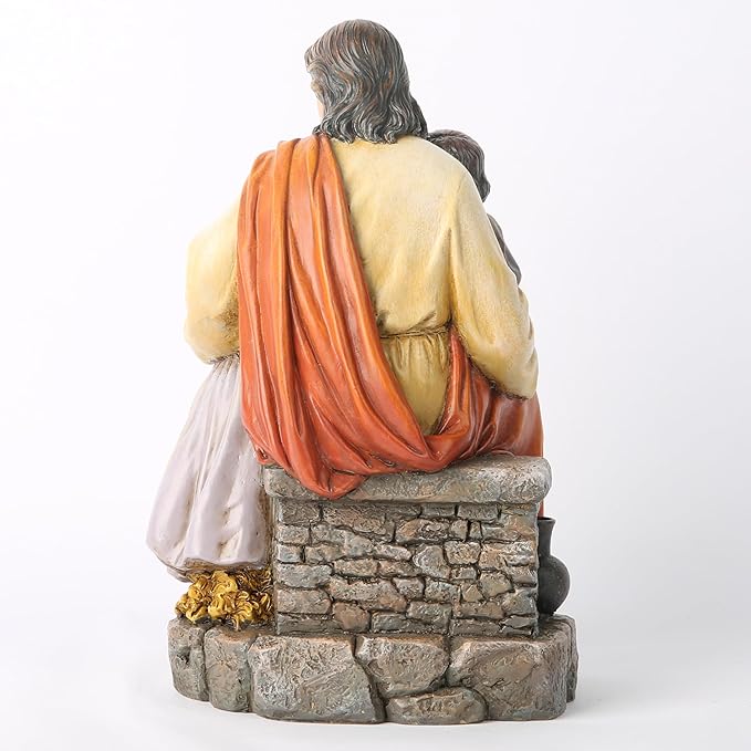 BC Catholic Jesus with Children Statue, Religious Figure, Inspirational Indoor Home Decor, Devout Gift for Child Baptism, 8.8" H, Renaissance Sculpture Handmade by Buildclassic