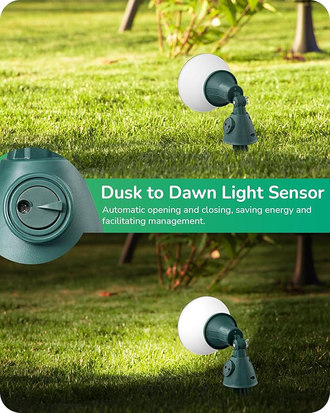 EDISHINE Halloween Dusk to Dawn 120V Outdoor Spotlight, Waterproof LED Outdoor Flood Stake Lights, E26 Base, Max 150W PAR38 Bulb (Not Included), 6FT Cord, 90° Adjustable Head, 2 Pack