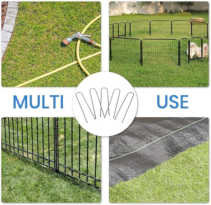 Landscape Staples 6 Inch Galvanized Garden Stakes 150 Pack,Garden Staples Heavy-Duty Sod Pins Anti-Rust Fence Stakes Securing Pegs for Barrier Fabric Irrigation Tubing Hose Weed