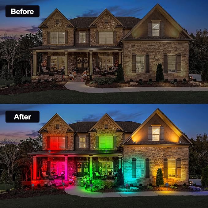 Halloween Solar Spot Lights Outdoor Color Changing, IP65 Waterproof RGB Solar Lights Outdoor, Auto On/Off Landscape Spotlights with 10 LEDs for Garden Pathway Yard Holiday Decoration 4 Pack