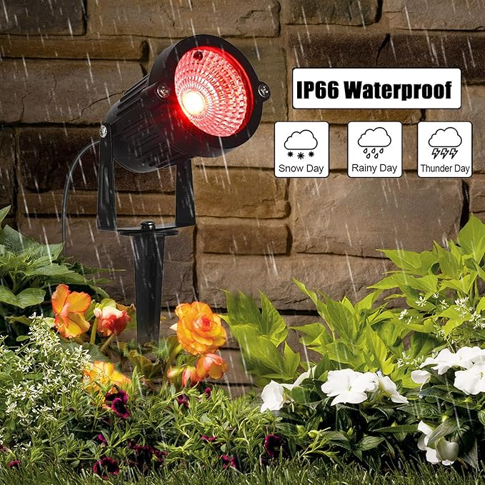 Low Voltage Landscape Lights Color Changing RGB 5W DC12V LED Landscape Lighting Outdoor Waterproof Spotlight Remote Control for Garden Pathway Christmas Decorative Light(8, Multi-Colored)