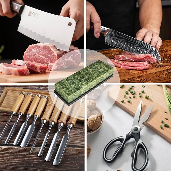 Large Size Polishing Knife Sharpening Stone,Grit 10000# Knife Sharpener Whetstone Final Fine Polishing Natural Green Honing Oilstone for Knives Tools