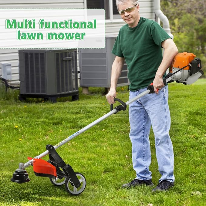 Weed Wacker Gas Powered,8 in 1 Multi Trimming Tool,52CC 2-Cycle Gas Powered Hedge Trimmer,Weed Eater,String Trimmer,Brush Cutter,Edger,Pole Saw Chainsaw Pruner with Extension Pole 1.2L 2.3kw