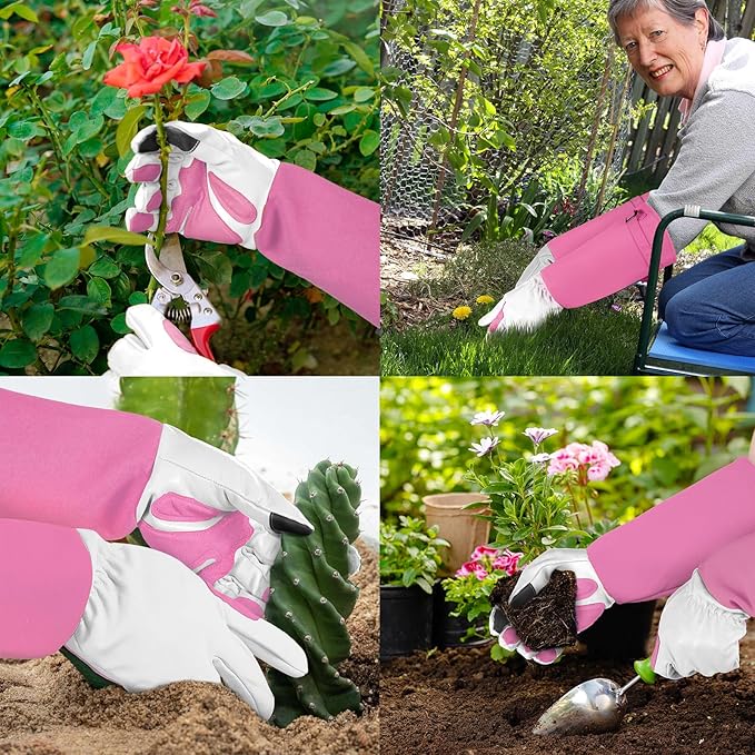 Long-Gardening-Gloves for Women/Men - Thorn Proof Rose Pruning Gloves Heavy Duty Gauntlet-S