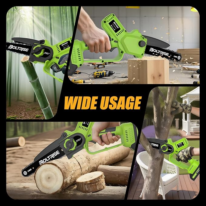 8 Inch Cordless Mini Chainsaw, 1000W Brushless Electric Chainsaw, 2000mAh Batteries & Auto Oiler Hand Held Powered Small Chain Saw, for Tree Trimming Wood Cutting Garden and Yard Work