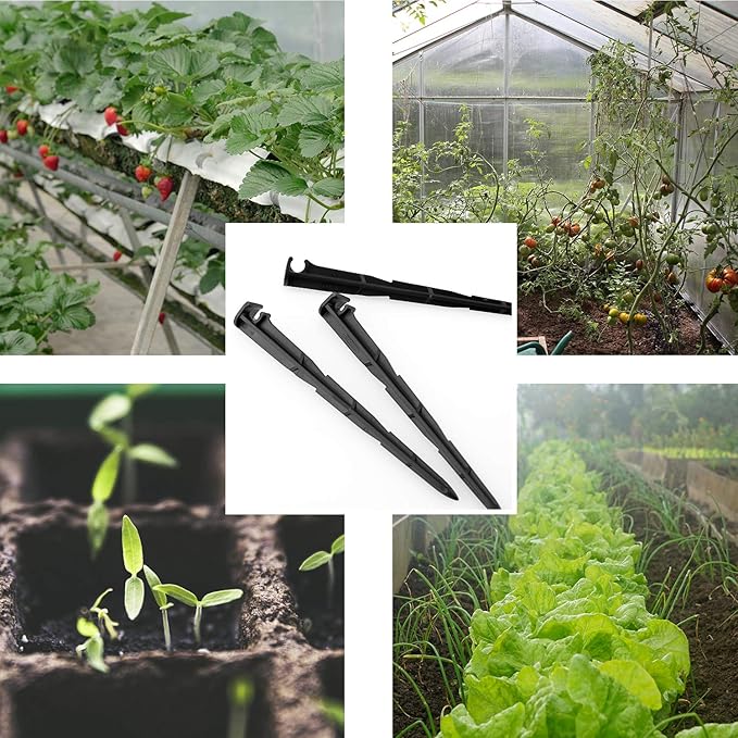 LUTER 50pcs Irrigation Drip Support Stakes Plastic for 1/4" Drip Lines Tubing Hose for Gardens, Flowers, Plants, Vegetable