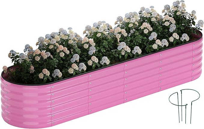 Galvanized Metal Planter Raised Garden Bed Kit for Gardening Outdoor,8x2x1ft Planter Grow Garden Box Raised Flower Bed,Long Vegetable Clearance Herb Raised Garden Beds for Gardening
