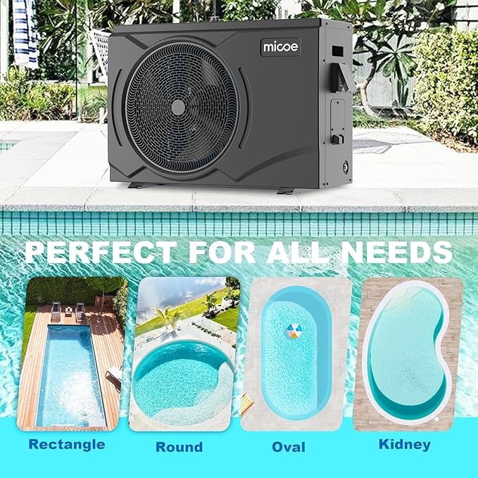 MICOE 100000 BTU Energy Efficient Electric Pool Heat Pump for Above Ground Pools Up to 36ft & 26,000 Gallons, Electric Swimming Pool Heat Pump with Large Heating Capacity