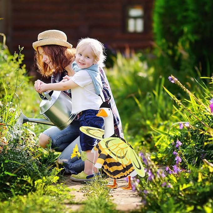 Porch Goose Outfit for 17" & 23" Lawn Goose β Cute Bee Costume with Wings, Skirt & Antennas β Funny Porch Goose Decoration for Garden Statues