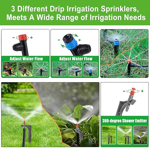 236FT Drip Irrigation Kits, Automatic Drip Irrigation System with 1/4 Drip Irrigation Tubing for Outdoor Plants, Garden Misting Plant Watering System for Yard, Lawn, Patio, Raised Bed