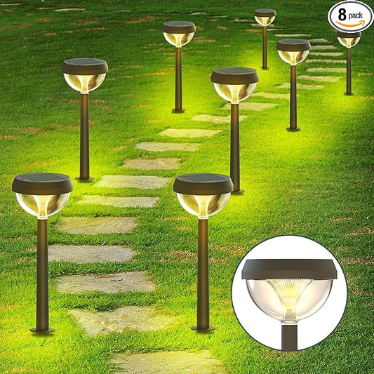 Linkind Solar Pathway Lights 8 Pack, Solar Lights Outdoor Warm White Waterproof, Adjustable Solar Powered for Walkway Yard Garden Driveway Backyard