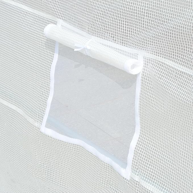 Outsunny 19.7' x 9.8' x 6.6' Plastic Greenhouse Cover Replacement, Heavy Duty Waterproof Tarp for Hoop House, Sheeting with 12 Windows, Door & Reinforcement Grid, White