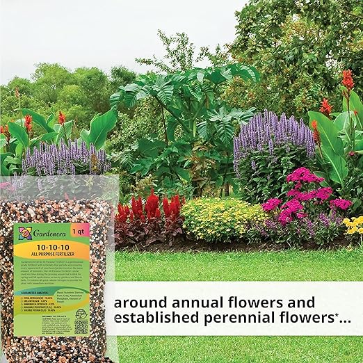 All-Purpose Planting and Growing Food 10-10-10 Fertilizer by Gardenera - 20 Quart - Boost Your Garden's Growth - (4 Bags of 5 Quart)