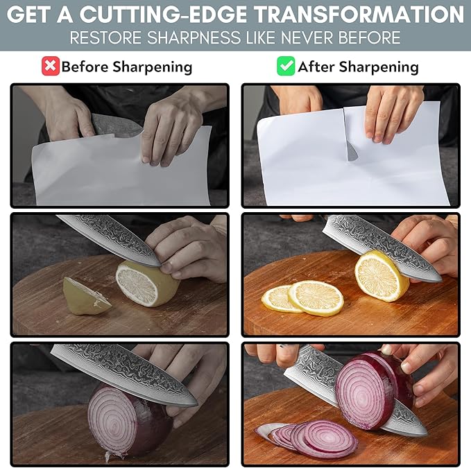 ORIGINAL ADJUSTABLE ROLLING KNIFE SHARPENER KIT: Adjustable Height, 30 Angle Options, 5 Removeable Whetstone Plates, Leather Strop with Travel Case - Kitchen Knife Sharpener