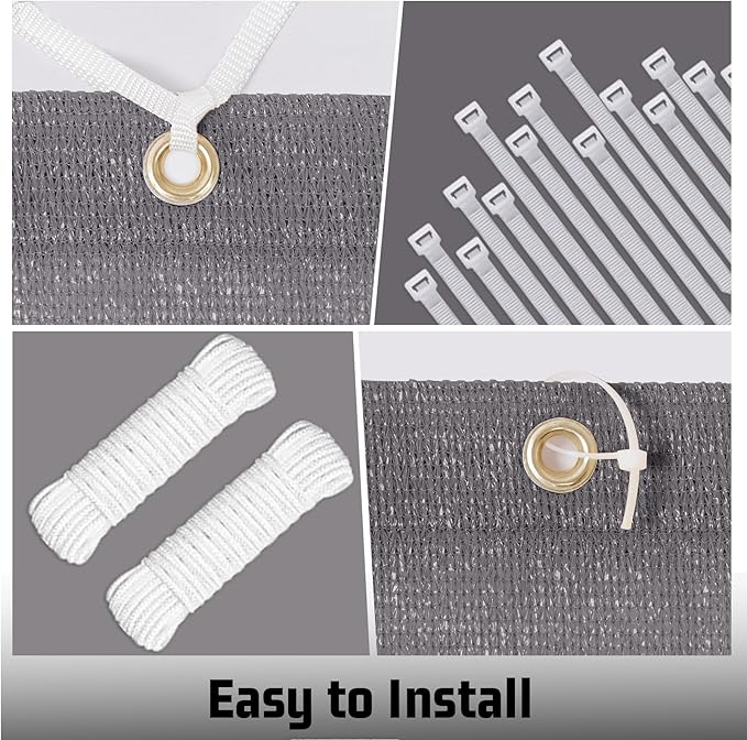 SUNNY GUARD Shade Cloth Custom Size 6x17 FT Sun Shade Screen Fabric Shade Cover Tarp with Grommets for Pergola Backyard Garden, Dark Grey(We Customized)