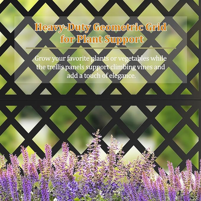 TOAOTBNBO Metal Planter Box with Trellis, Heavy-Duty Raised Garden Bed for Climbing Plants, Drainage Hole, Outdoor Planter Box with Privacy Screen,35''L×16''W×71''H