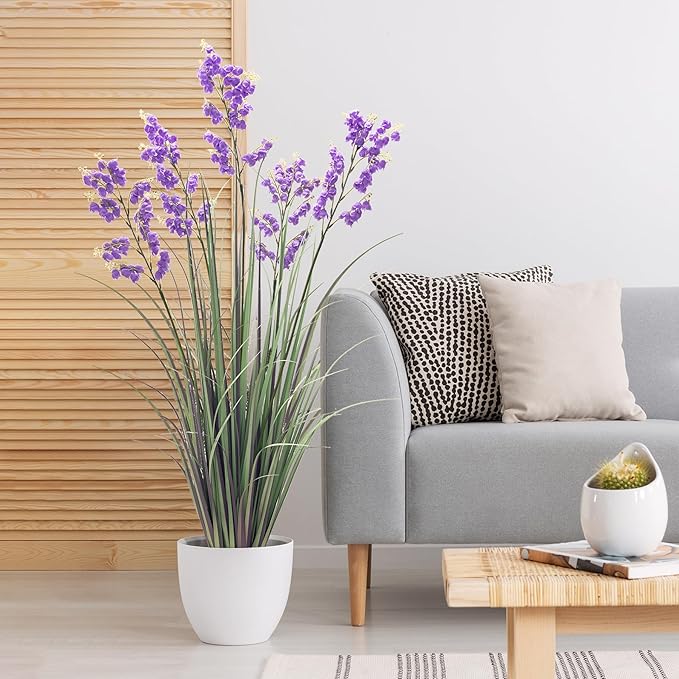 Green Onions Home Decor Fake Plants Lily of The Valley Snake Plant Home DéCor Accents Artificial Grass Room Decor Artificial Plants Indoor Artificial Grass 47“ 1 Pack(Purple)