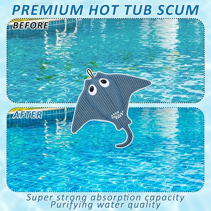 2 Pack Hot Tub Scum Absorber, 2025 Upgrade Reusable Scum Devilfish Hot Tub Absorber Accessories Hot Tub Sponge for Spa & Pool Cleaner, Hot Tub Oil Absorbing Keeps Water Clean