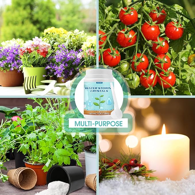 3LB Water Storing Crystals Powder for Plants with Spoon, Water Gel Solves Plant Over-Watering and Drought Problems, Keeps The Soil Moist, Water Storing Polymer Crystals for Plants Candle - by Oycevila