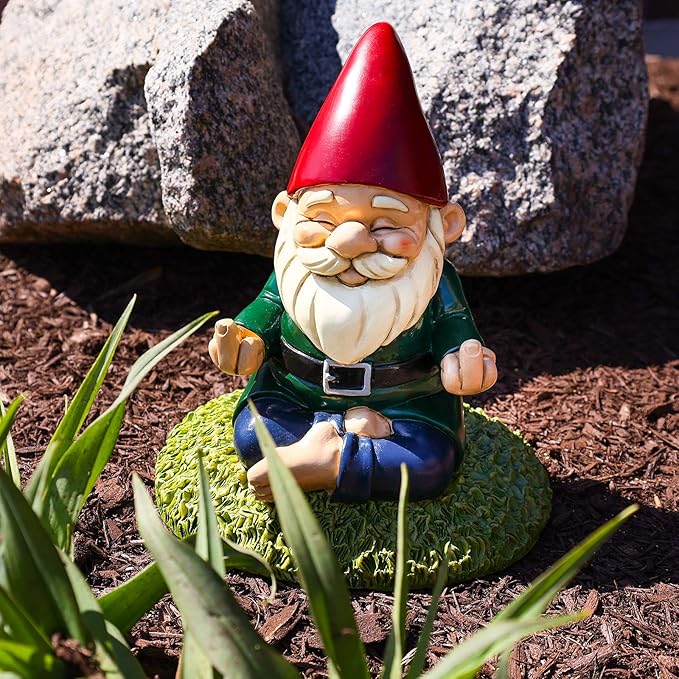 9” Meditation Namaste Garden Gnome Statue – Funny Middle Finger Lawn Ornament – Durable All-Weather Resin Yard Decor – Unique Housewarming Gift & Outdoor Decoration