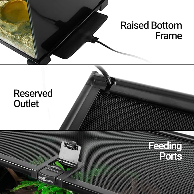 REPTIZOO Reptile Terrarium Tank 30" x 12" x 10", Black-Tinted Glass Snake Tank with Top Feeding Ports Top Screen Ventilation Reptile Habitat for Snake Spider