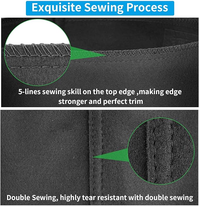 12 Packs 15 Gallon Grow Bags, Heavy Duty 300G Thickened Nonwoven Fabric Plant Pots with Handle