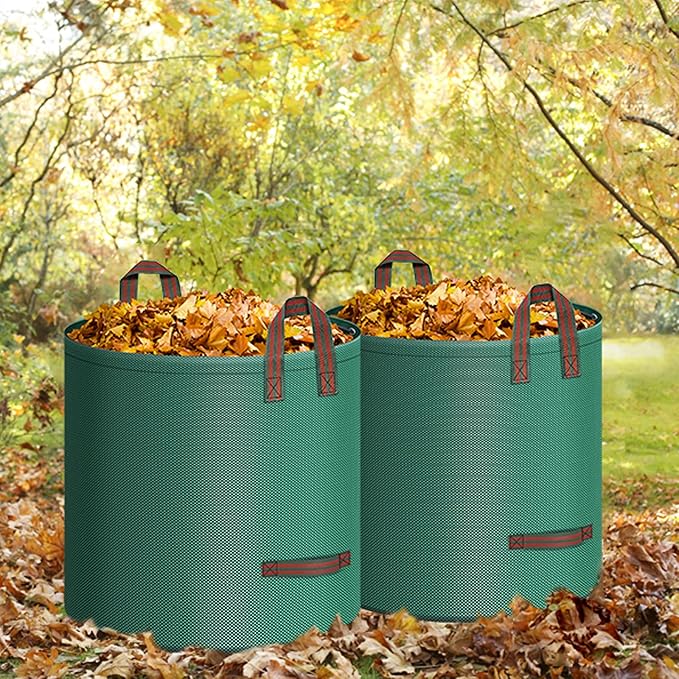 2-Pack 132 Gallons Leaf Bags, Reusable Yard Waste Bags, Heavy Duty Lawn Bags with 4 Handles for Garden Leaves and Waste Collection, Lightweight Portable Yard Trash Bag