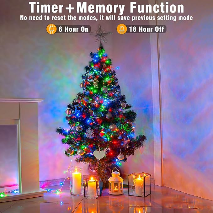 200 LED String Lights Indoor Outdoor 66ft Connectable Multicolor Christmas Lights 8 Modes Clear Wire Waterproof, Plug in Twinkle String Lights for Bedroom Christmas Tree Dorm Yard Home