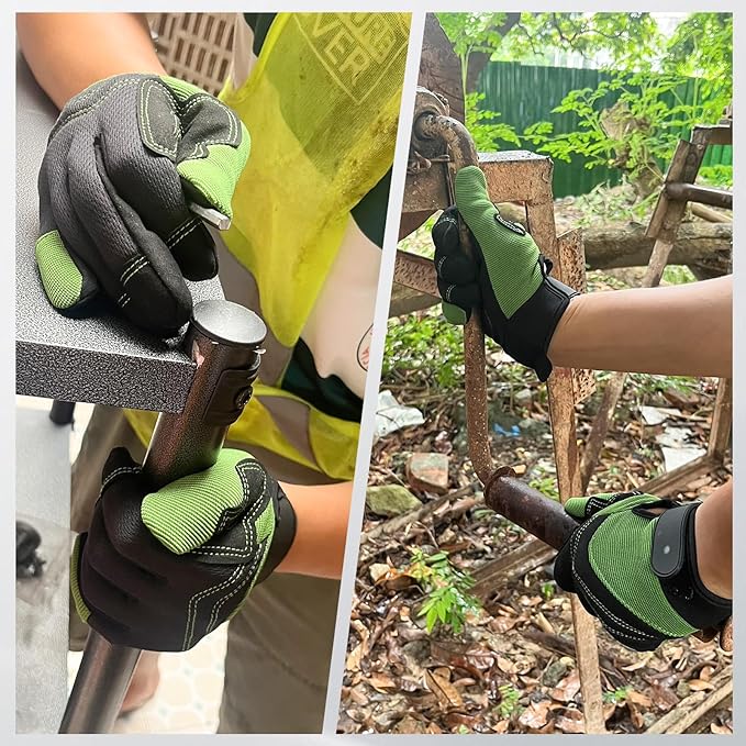 Gardening Gloves for Men and Women, Thorn Proof & Puncture Resistant Working Gloves, Gloves for Safety Work and Gardening, Gardening Gifts, Synthetic Leather Spandex Mechanic with Touchscreen Support