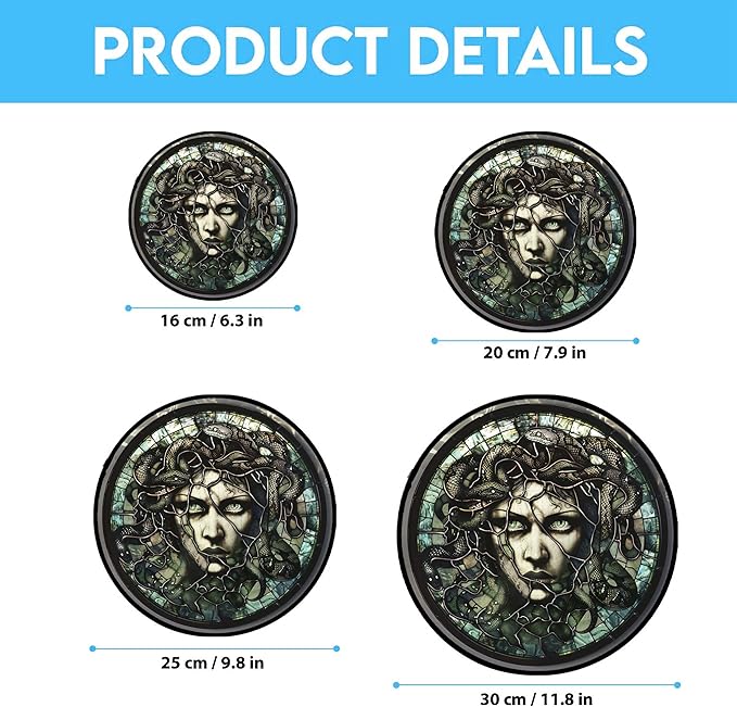 Medusa Stained Glass Window Hanging Window Suncatcher 12" Glass Panel with Metal Chain and Hooks Sun Catchers Indoor Wall Art Home Decor Gift for Women Mother's Day