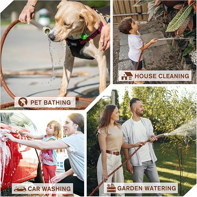 Heavy Duty Garden Hose 5/8" x 75ft, Flexible Lightweight Water Hose, Hybrid Rubber, NO Kink, 650 Burst PSI, Male to Female Fittings