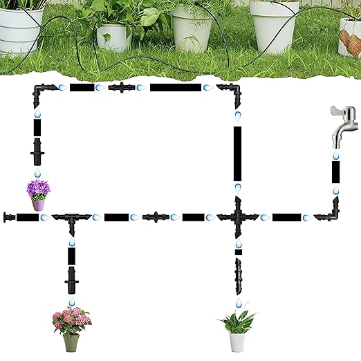 Drip Irrigation Parts, 1/4 Drip Irrigation Fittings Drip Irrigation Kit Drip Line Connectors 1/4 Barbed Connector Drip Irrigation Connectors 1/4 Irrigation Tubing 300 Pcs