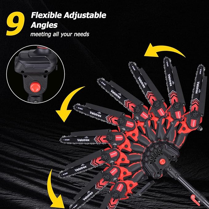 2-IN-1 Cordless Pole Saw and Mini Chainsaw, 8 Inch Brushless Electric Pole Saws for Tree Trimming, Auto Oiling,15ft Max Extension Pole Chainsaw with 2 * 2000mAh Batteries for Branch Cutting