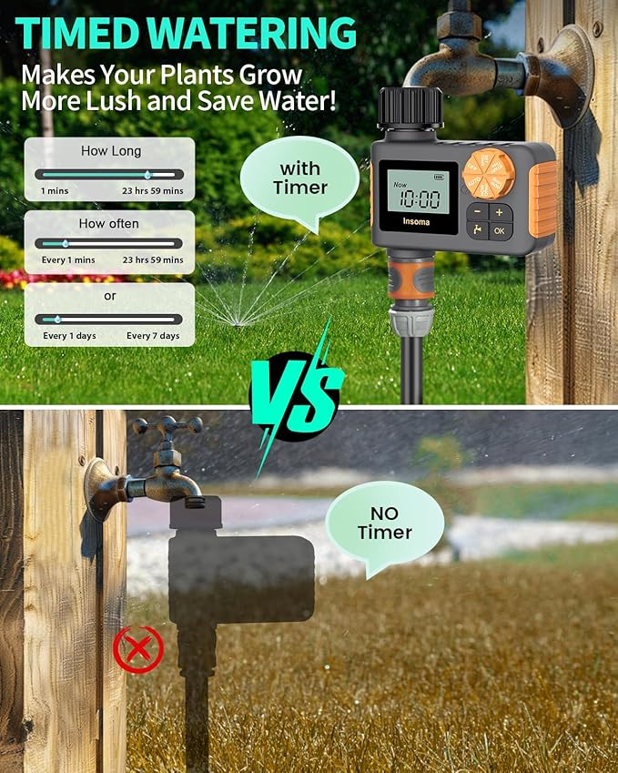 Sprinkler Timer, Hose Timer for Watering, Programmable Water Timer with Rain Delay/Manual/Automatic Irrigation System, Outdoor Garden Hose Faucet Timers for Yard Lawn