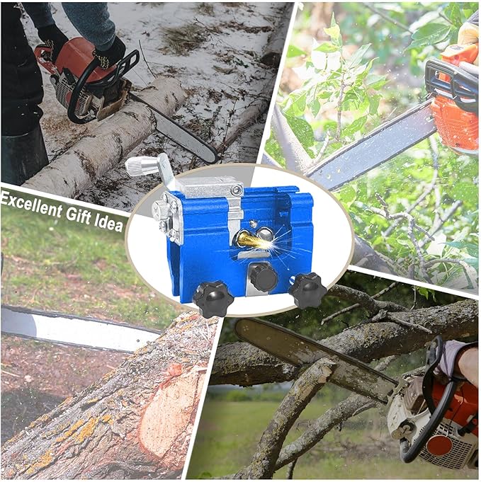 Chainsaw Sharpening Jig, Portable Hand Chain Saw Sharpener Tool with 8 Titanium-Plated Bits, Gloves, Storage Bag & Brush, Chainsaw Sharpener, Chainsaw Sharpener Kit for 4"-22" Chainsaw & Electric Saws