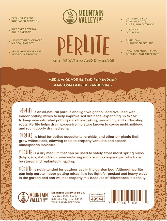 Bulk Horticultural Grade Perlite - Ten 8 Quart Bag ~2 Lbs Each - Grade 1, Fine Coarseness (~1/8 Inch Particles) - Soil Amendment Additive - for Growth, Aeration & Drainage for Potting Mix