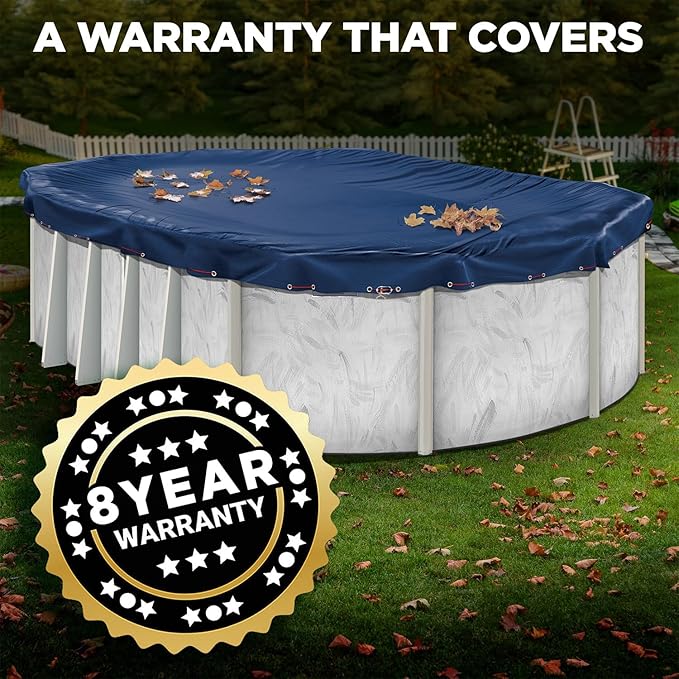 15 x 30 ft Oval Pool Covers for Above Ground Pools, Oval Winter Cover, Keeps Out Debris, Cold and UV Resistant, Supreme Mesh, Navy Blue