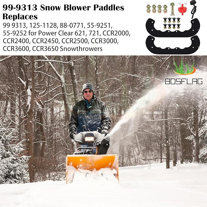 99-9313 Snow Blower Paddles Replaces Toro 125-1128 55-9250 55-9251 88-0771 for Toro 621 721 38516 38583 38584 210r 621qze 621r 621e 621qzr ccr2000 ccr2400 ccr2450 ccr2500 ccr3650 Snowblowers