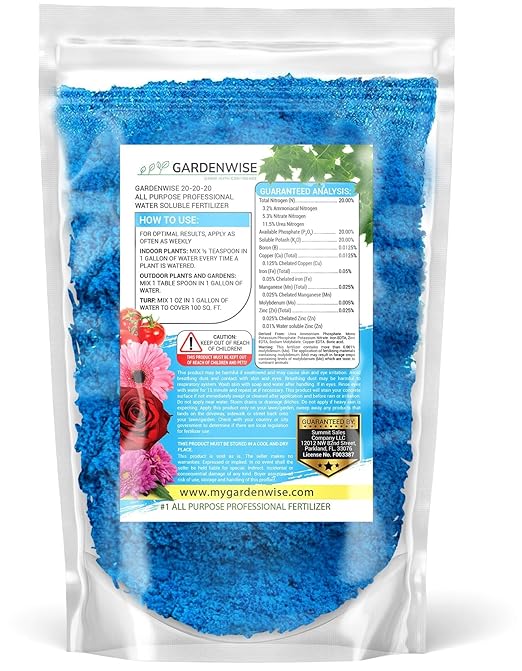 20-20-20 Water-Soluble Fertilizer โ Powder for Liquid Plant Food for Indoor & Outdoor Plants, Orchids, Vegetables, Lawns, Flowers โ 20 20 20 Fertilizer (10 QUARTS)