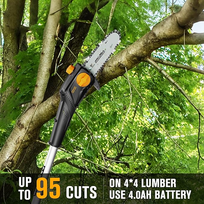 Cordless Pole Saw 8-Inch Compatible with Dewalt 20V MAX Battery, Electric Pole Saws for Tree Trimming Battery Powered, Extension Up to14.2-Feet Pole Chainsaw (Battery not Included)
