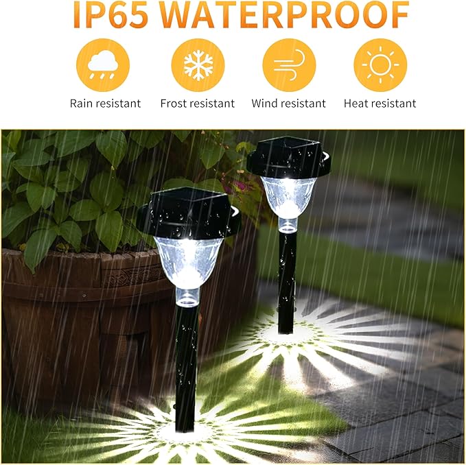 Siatom Solar Pathway Lights 10 Pack, Bright Solar Path Lights Outdoor Waterproof IP65, Walking Path Solar Lights for Outside, Garden, Lawn, Walkway, Yard (Cold White)