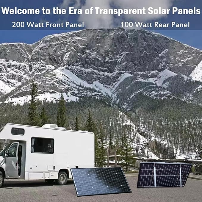 JJN Bifacial 200 Watt Solar Panel, 16BB N-Type 200W 12V 25% High Efficiency 200W Solar Panels, Monocrystalline Solar Module for RV Home Farm Trailer Camper Marine Off-Grid Solar System