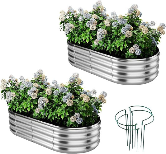 Galvanized Metal Planter Raised Garden Bed Kit for Gardening Outdoor,4x2x1ft 2 Planter Grow Garden Box Raised Flower Bed,Long Vegetable Clearance Herb Raised Garden Beds for Gardening Metal