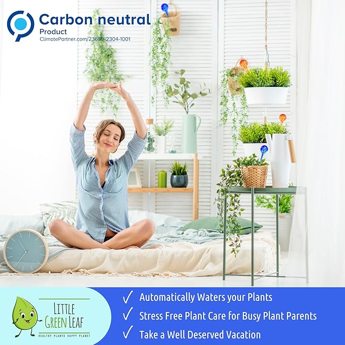 LGL Plant Watering Globes - Automatic Self Watering Globes. Decorative Self Watering Planter Inserts Made From Hand-Blown Durable Glass. Self Watering Spikes to Support Plant Health. 2 Pack, Medium.