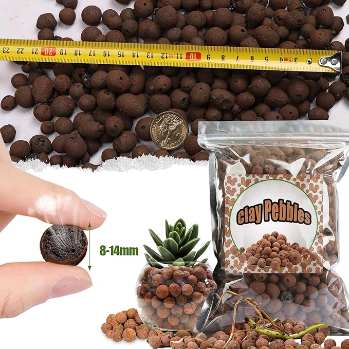 1.1 LB Clay Pebbles Leca Balls for Plants, hydroponic expanded clay pebbles, Ideal for Potted Planter drainage rocks material