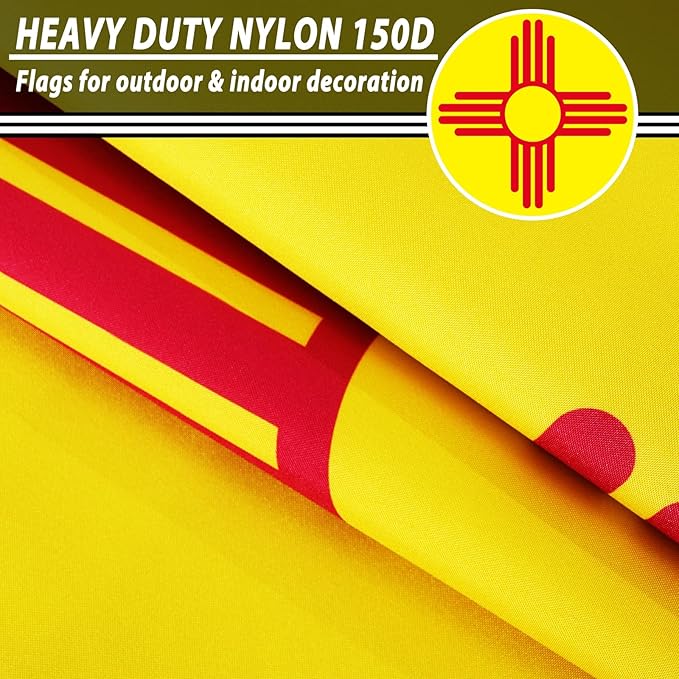 FLAGWIN New Mexico Flag 3x5 FT - 3 Ply Double Sided Polyester Flag with Brass Grommets - Vivid Color and Fade Proof State of New Mexico Flags 3x5 Outdoor