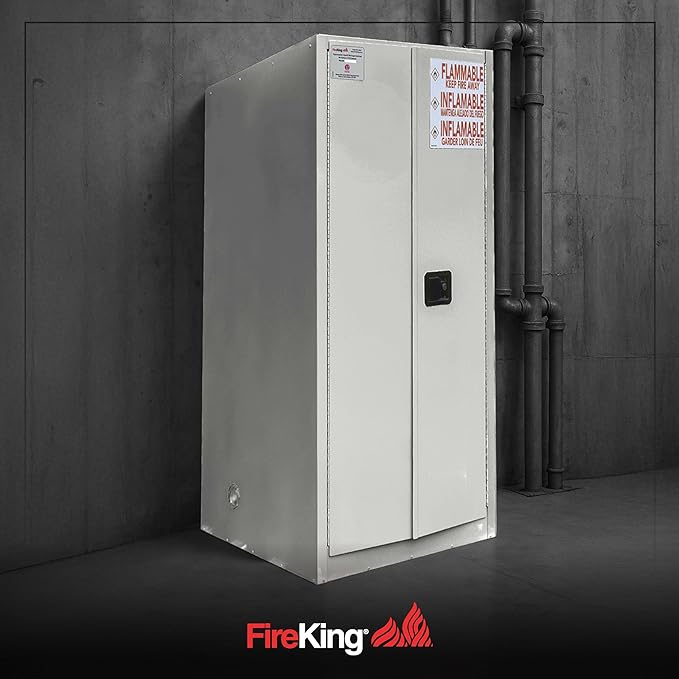 FireKing Platinum Flammable Safety Cabinet, Lab Chemicals Flammable Storage Cabinet, 60 Gallon Steel Safety Cabinets with Manual Door for Commercial, Industrial & Home Use, 34" x 34" x 65"
